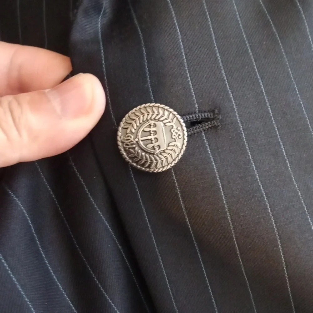 Robert Graham Navy Pinstripe Wool Single Breasted Blazer Mens 44